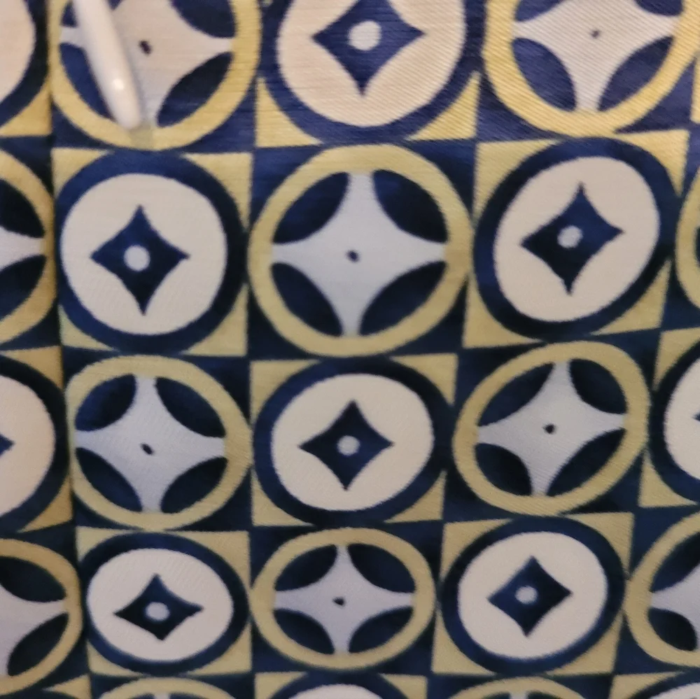 Talbots Silk Blend Blue/Cream/Yellow Geometric Knee-Length Skirt Sz 6 EUC